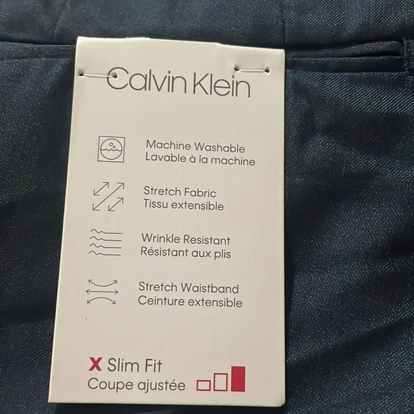 Calvin Klein pant Mens Navy slim wrinkle resistant stretch bottom New Sz 42Wx30L - Picture 2 of 10